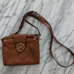 Michael Kors light brown leather crossbody bag